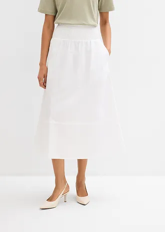 Midi rok van puur katoen, Kleur: wit