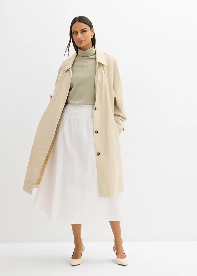 Midi rok van puur katoen, Kleur: wit