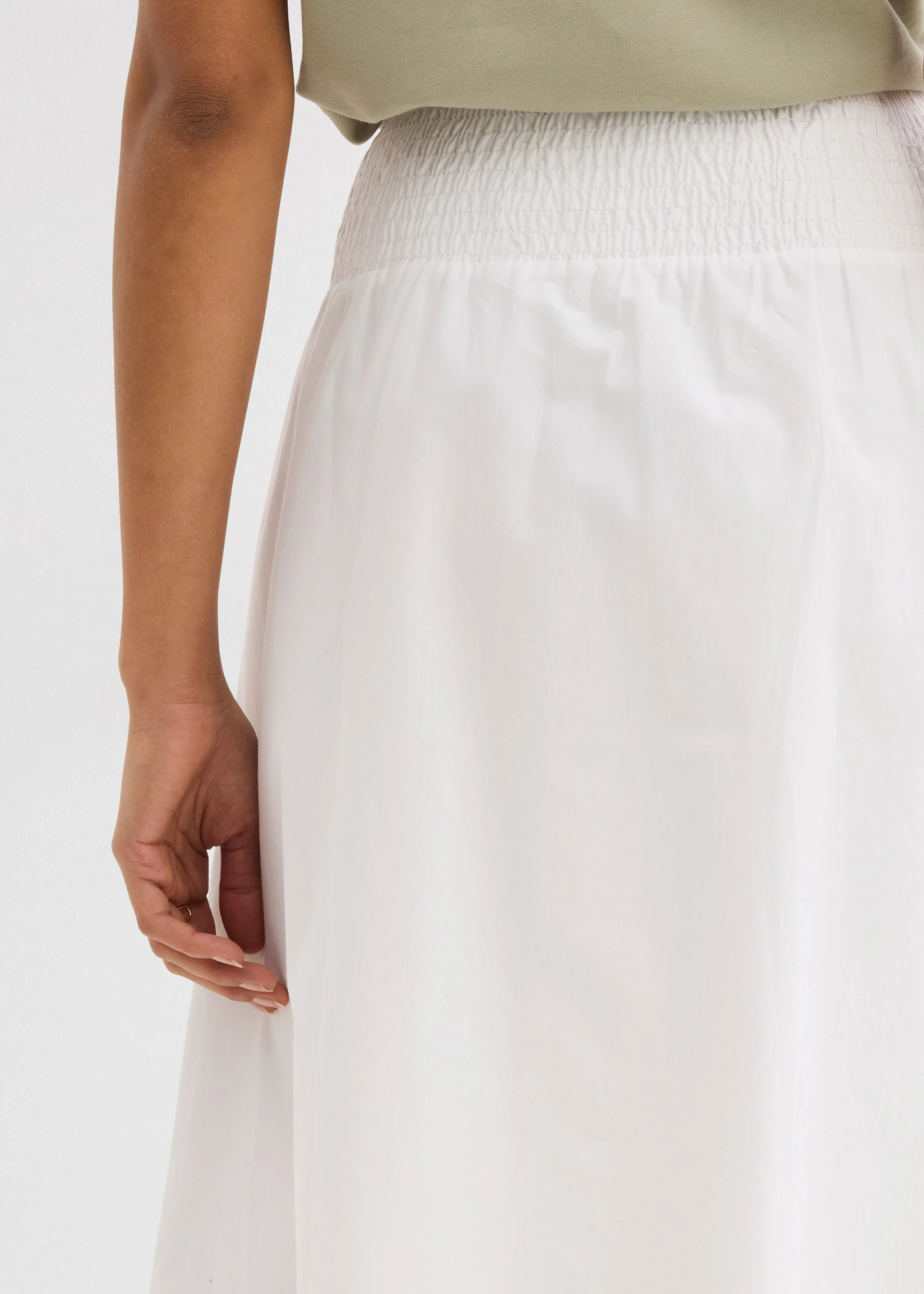 Jupe midi 100% coton • blanc • Boutique bonprix