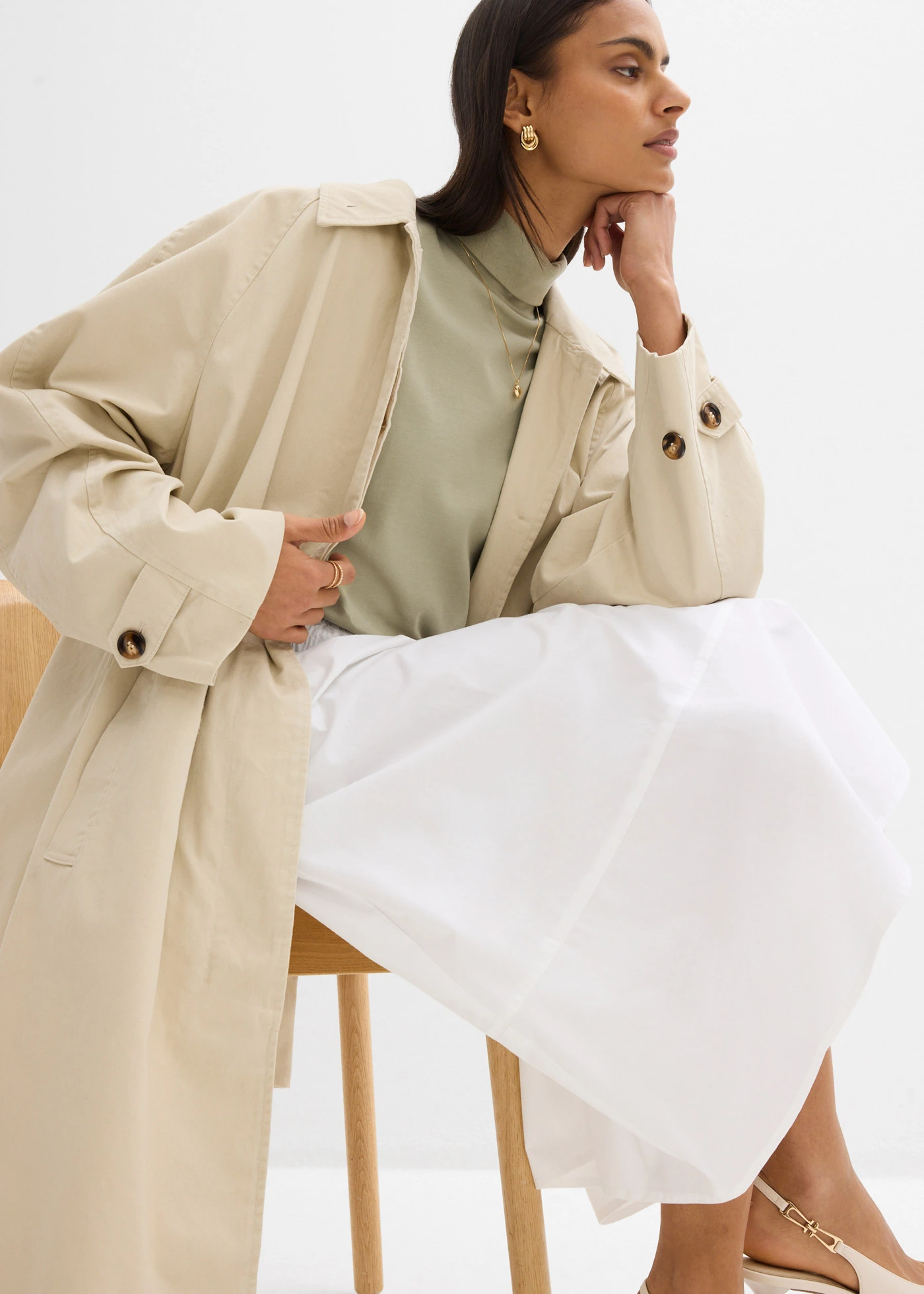 Jupe midi 100% coton • blanc • Boutique bonprix