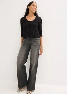 Ajour vest met strikbandjes zwart