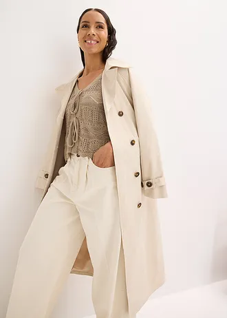 Ajour vest met strikbandjes • taupe • bonprix online shop