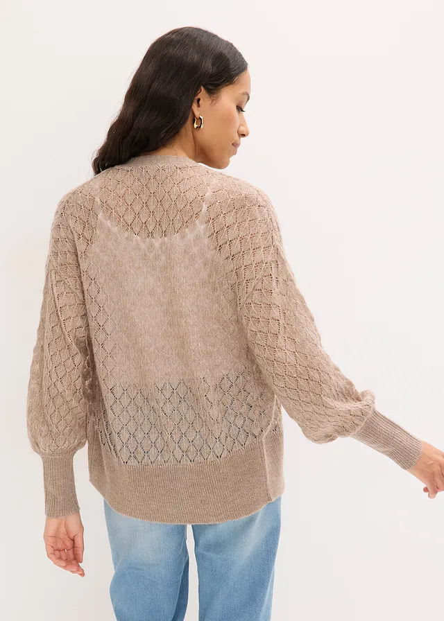 Ajour vest, Kleur: taupe