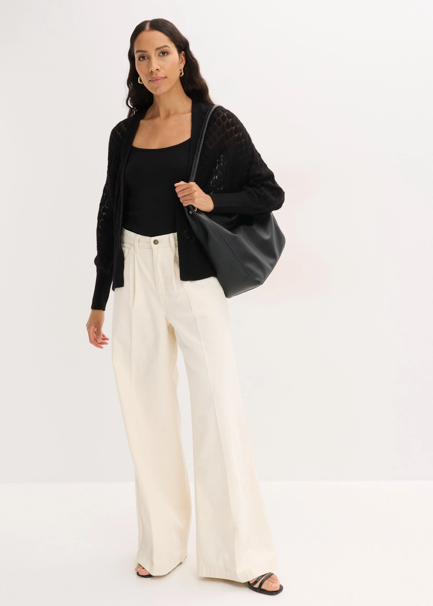 Jachetă tricotată ajour • negru • magazin bonprix