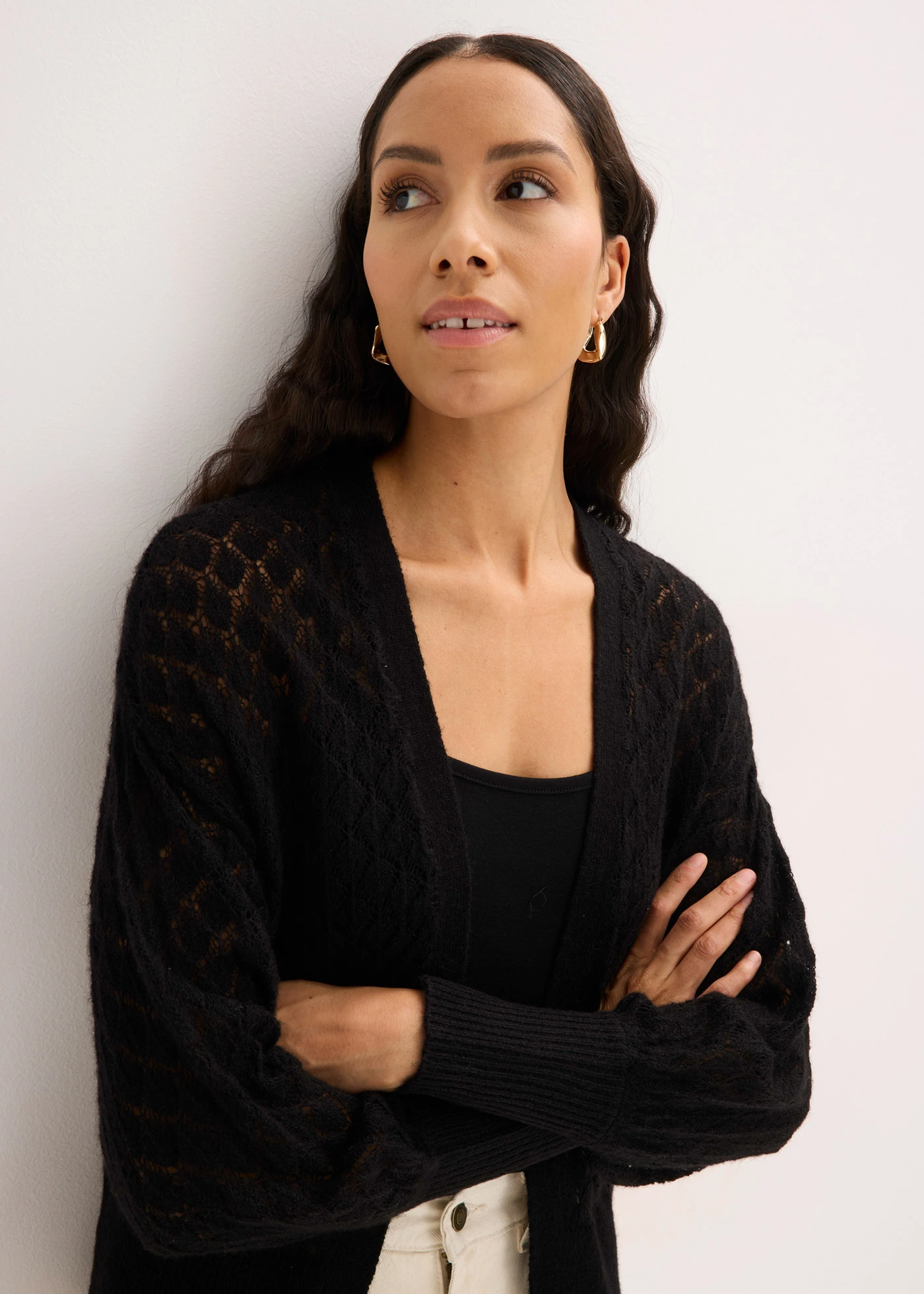 Kardigan ażurowy • czarny • sklep bonprix