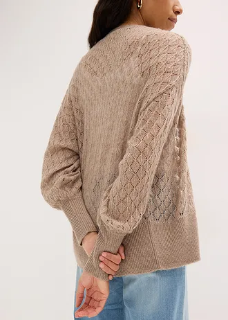 Ajour vest • taupe • bonprix online shop