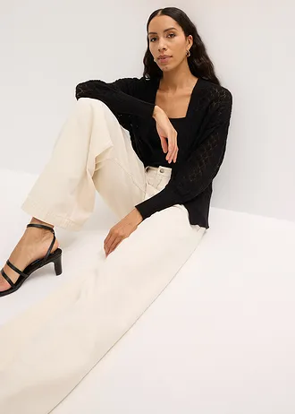 Ajour vest • zwart • bonprix online shop