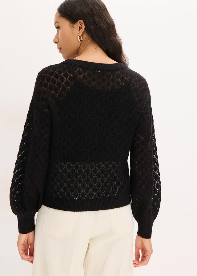 Pull ajouré, Couleur: noir