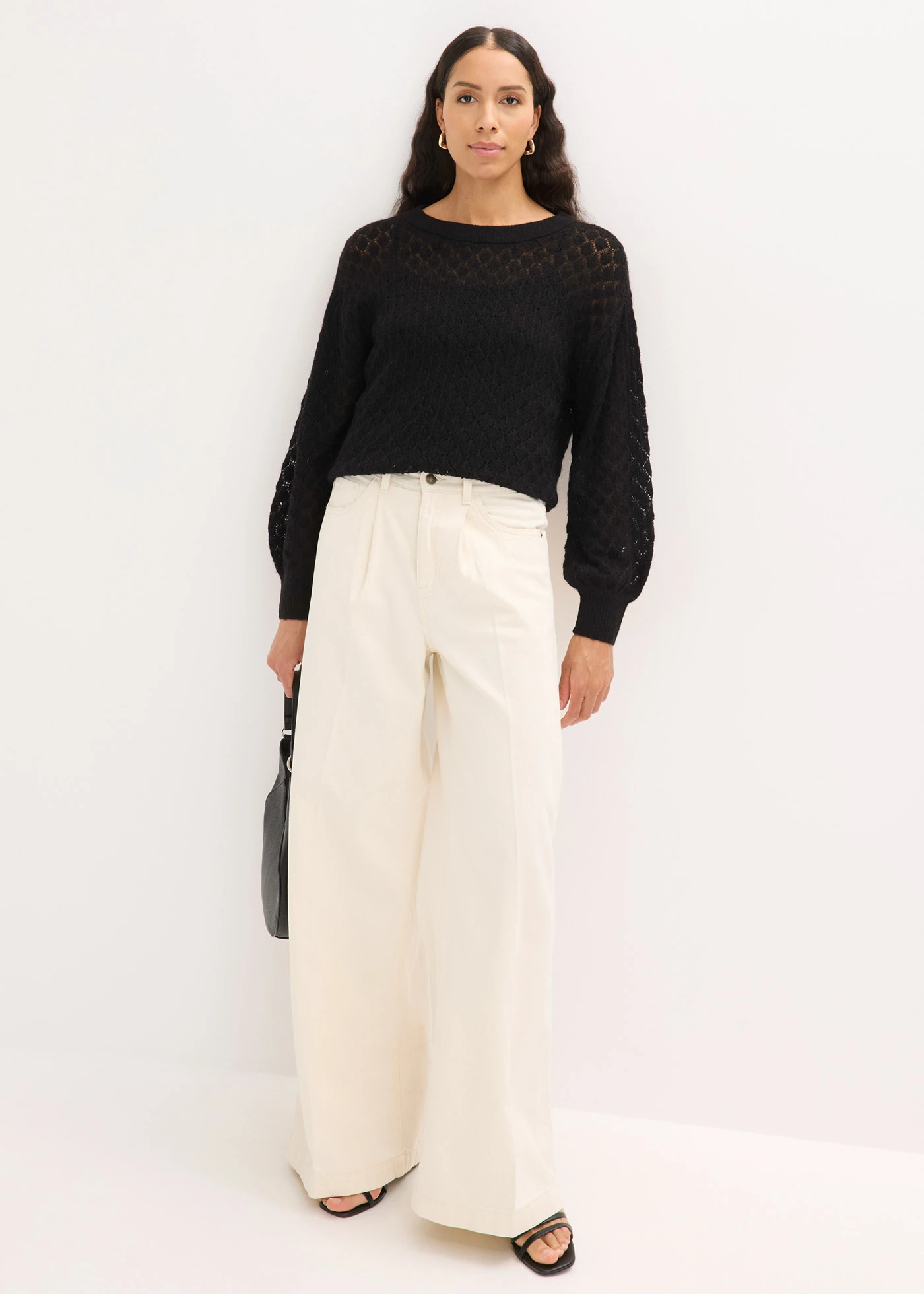 Pulover ajour • negru • magazin bonprix