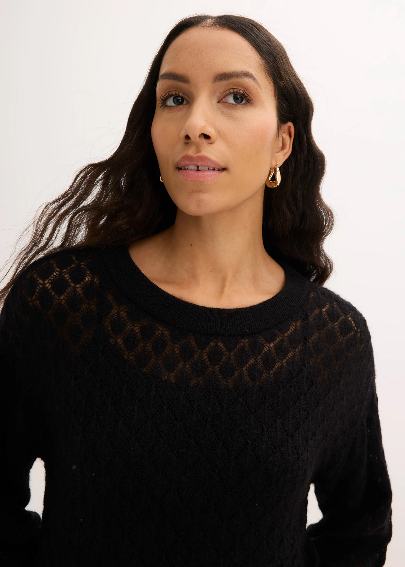 Pulover ajour • negru • magazin bonprix