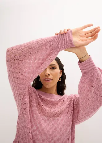 Ajour trui • mauve • bonprix online shop