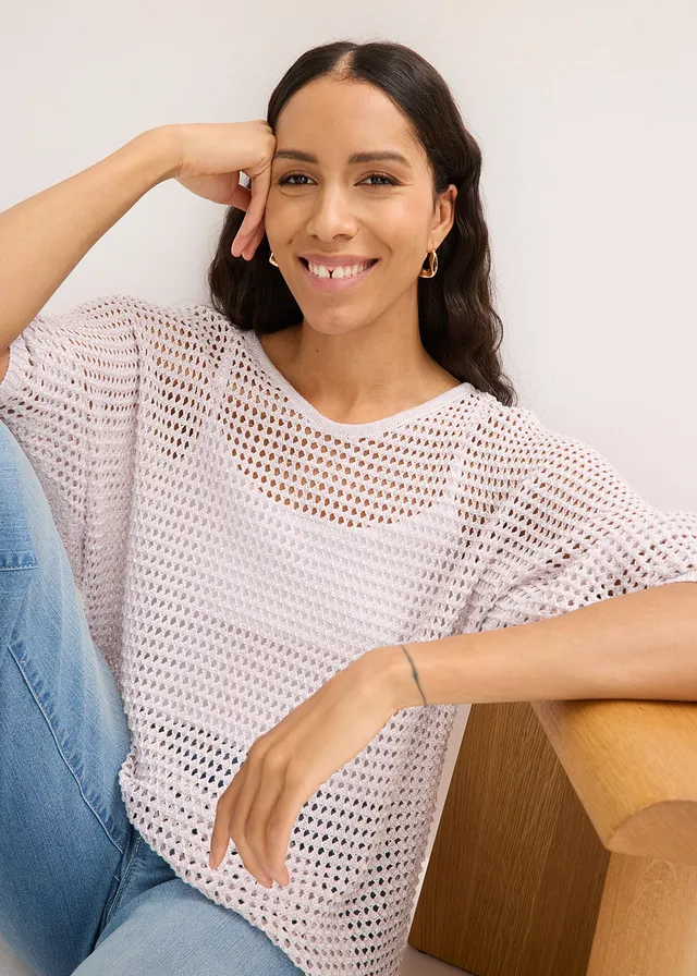Pull ajouré brillant • rose clair • product-page.page-title-suffix