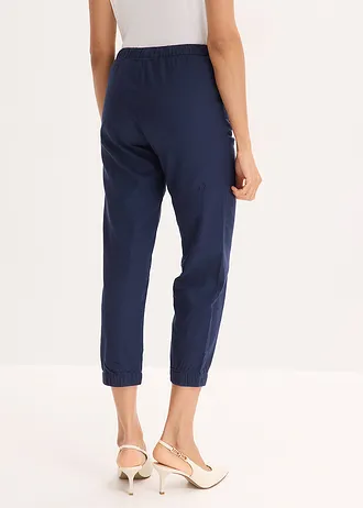 7/8 broek van een luchtige linnenmix, Kleur: donkerblauw