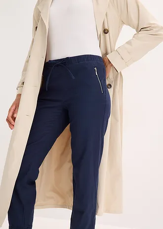 Pantaloni din material vaporos cu in, lungime 7/8 • bleumarin • magazin bonprix
