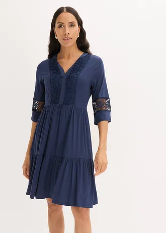 Rochie-tunică din viscoză moale, culoare: bleumarin