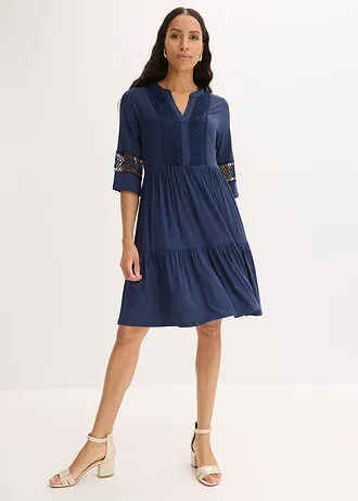 Rochie-tunică din viscoză moale, culoare: bleumarin