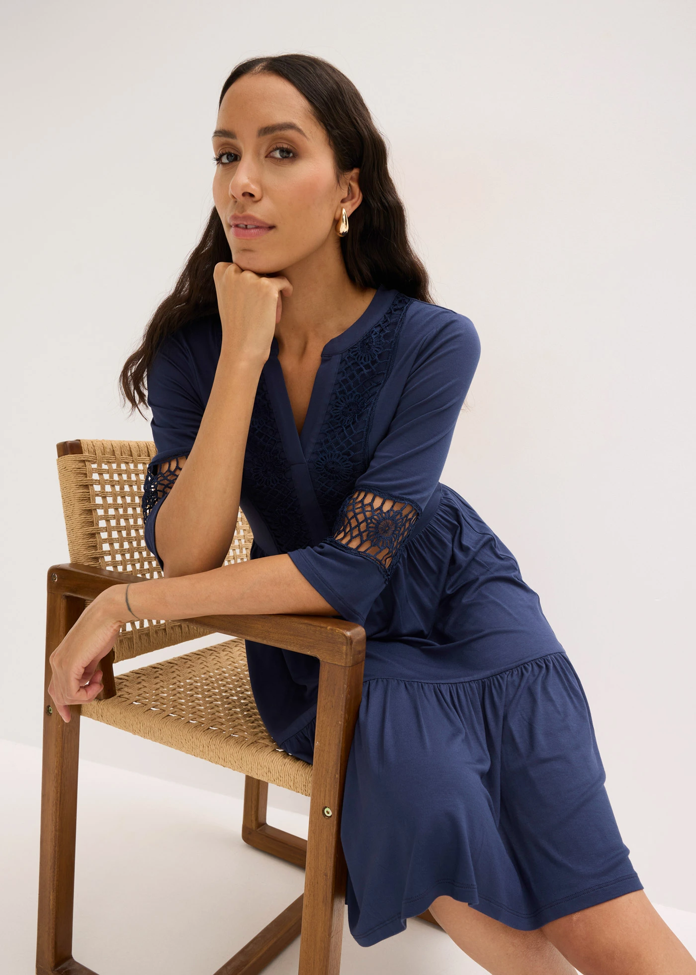 Robe-tunique en viscose douce • bleu foncé • Boutique bonprix