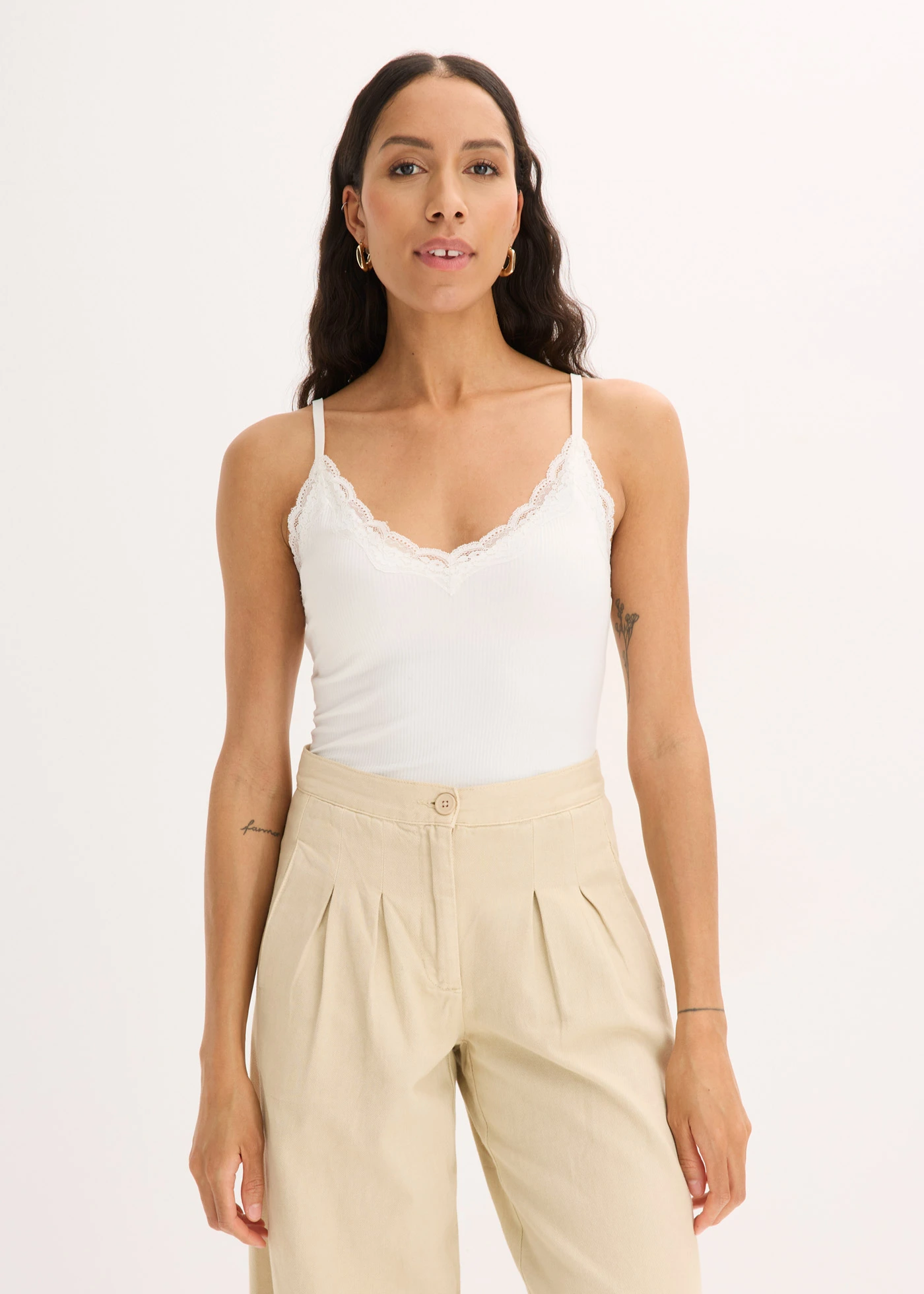 Top ripsat din material moale cu viscoză (set/ 2 buc.) • ecru/bleumarin • magazin bonprix