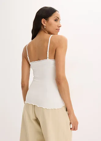 Top ripsat din material moale cu viscoză (set/ 2 buc.), culoare: ecru/bleumarin