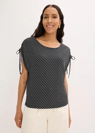 Shirt van zachte viscose • wit-zwart gestreept • bonprix online shop