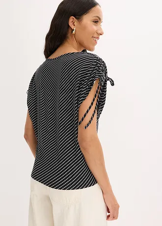 Shirt van zachte viscose • wit-zwart gestreept • bonprix online shop