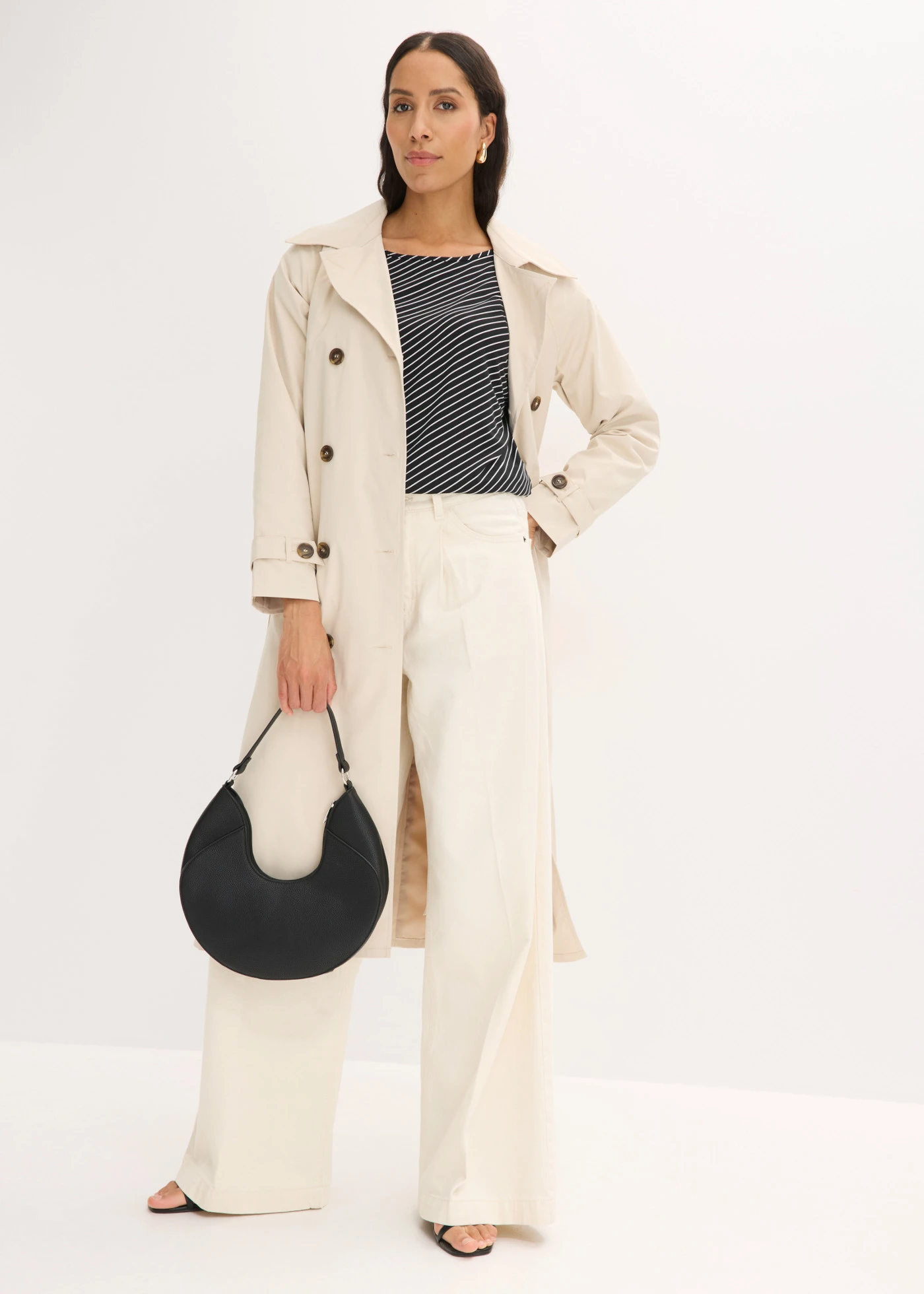 Tričko z jemnej viskózy • biela/čierna pásikovaná • obchod bonprix