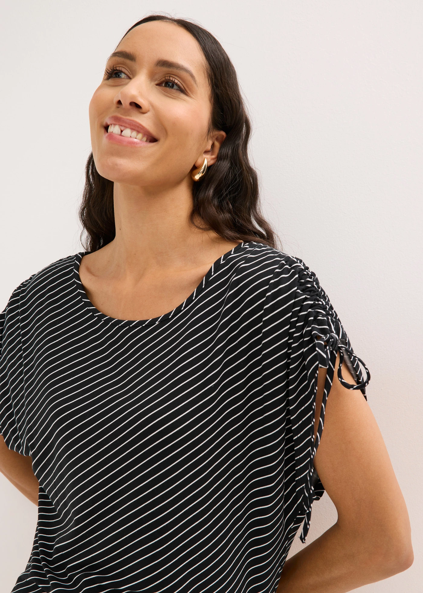 Shirt van zachte viscose • wit-zwart gestreept • bonprix online shop