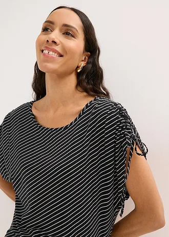 Bluză din viscoză moale • alb/negru dungat • magazin bonprix