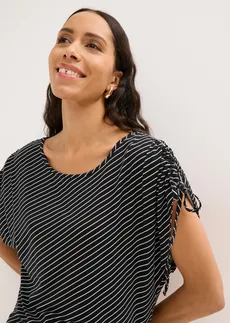 T-shirt z miękkiej wiskozy • biało-czarny w paski • sklep bonprix