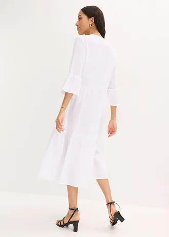 Midi jurk van zachte mousseline • wit • bonprix online shop