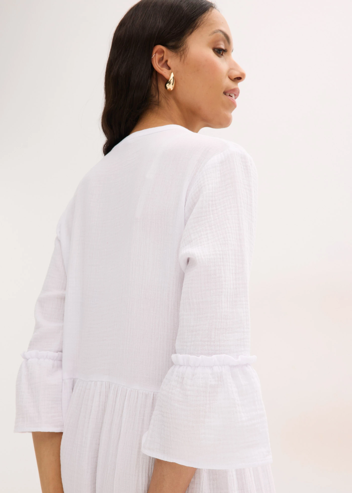 Midi jurk van zachte mousseline • wit • bonprix online shop