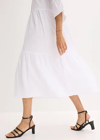 Robe midi en gaze de coton douce • blanc • Boutique bonprix
