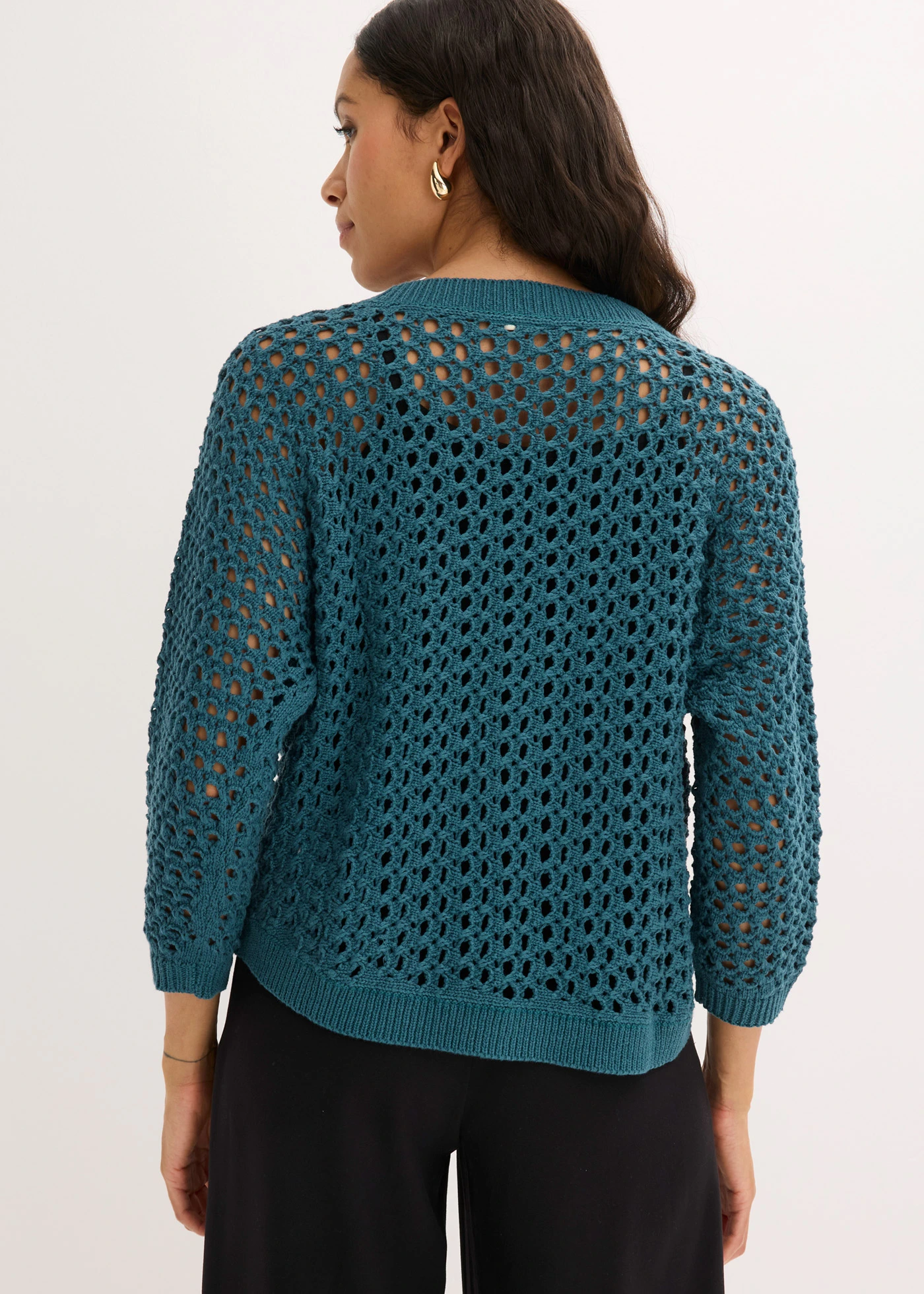 Cardigan ajouré 100% coton • vert poivre • Boutique bonprix