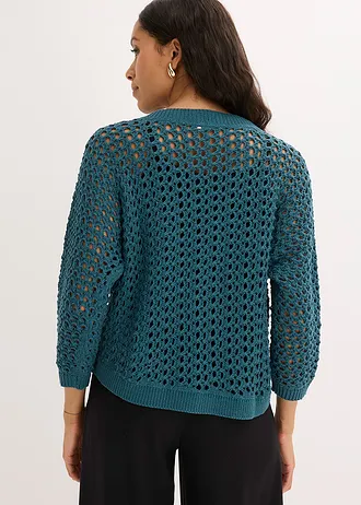 Cardigan ajouré 100% coton • vert poivre • Boutique bonprix