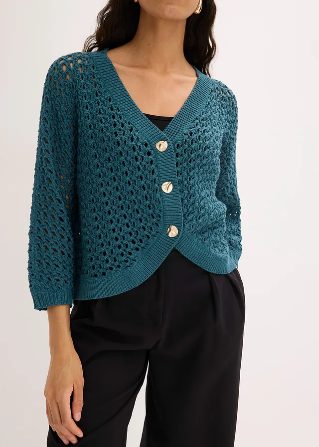 Ajour vest van puur katoen • pepergroen • product-page.page-title-suffix