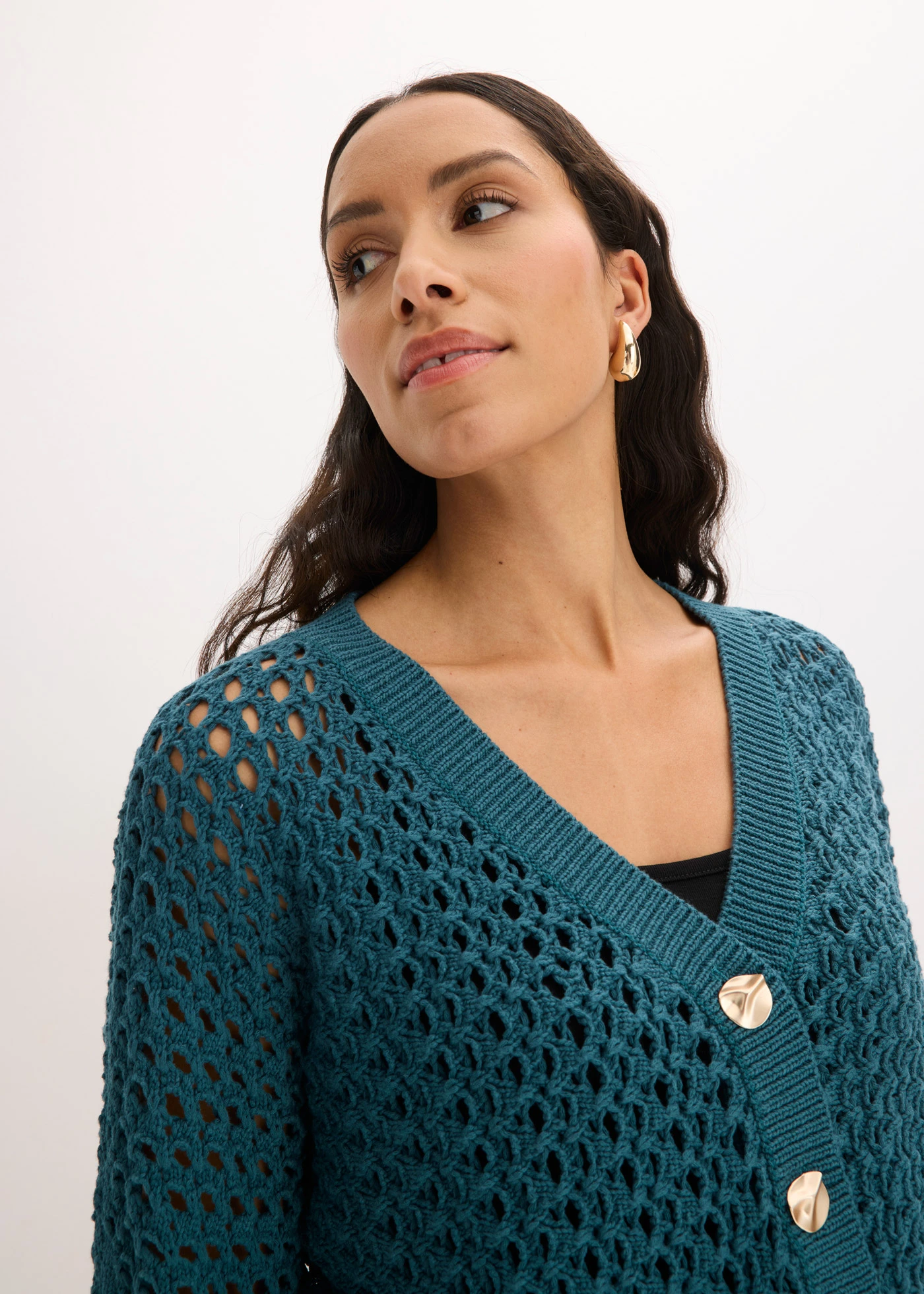 Cardigan ajouré 100% coton • vert poivre • Boutique bonprix