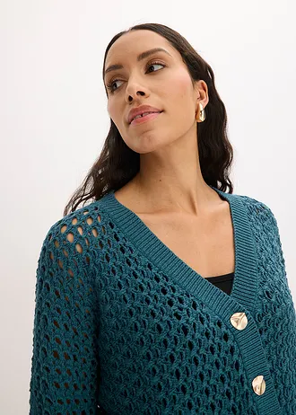 Cardigan ajouré 100% coton • vert poivre • Boutique bonprix