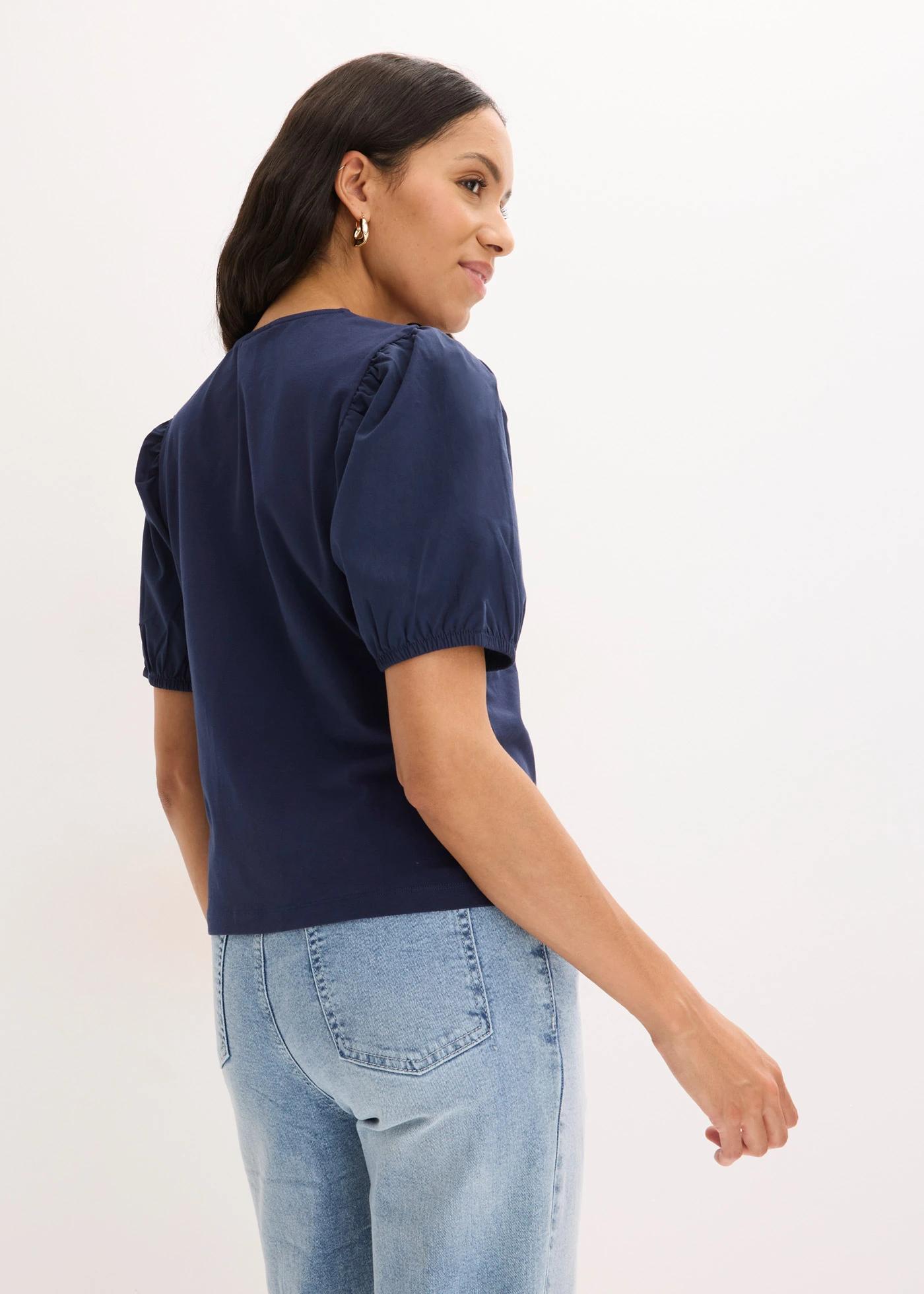 Tričko s balónovými rukávmi • tmavomodrá • obchod bonprix