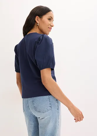 Shirt met ballonmouwen • donkerblauw • bonprix online shop