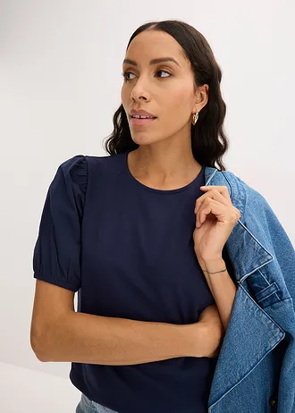 Shirt met ballonmouwen • donkerblauw • bonprix online shop