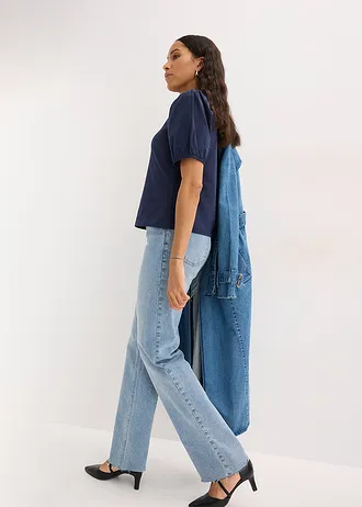 Shirt met ballonmouwen • donkerblauw • bonprix online shop