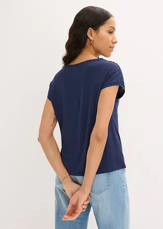 Shirt van soepele viscose, Kleur: donkerblauw