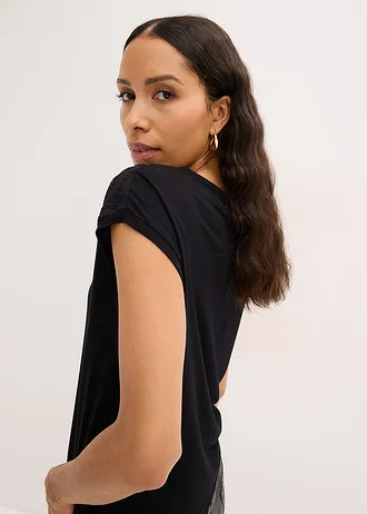 Shirt van soepele viscose • zwart • bonprix online shop