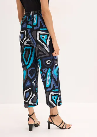 Jupe-culotte en viscose fluide • noir-bleu graphique • Boutique bonprix