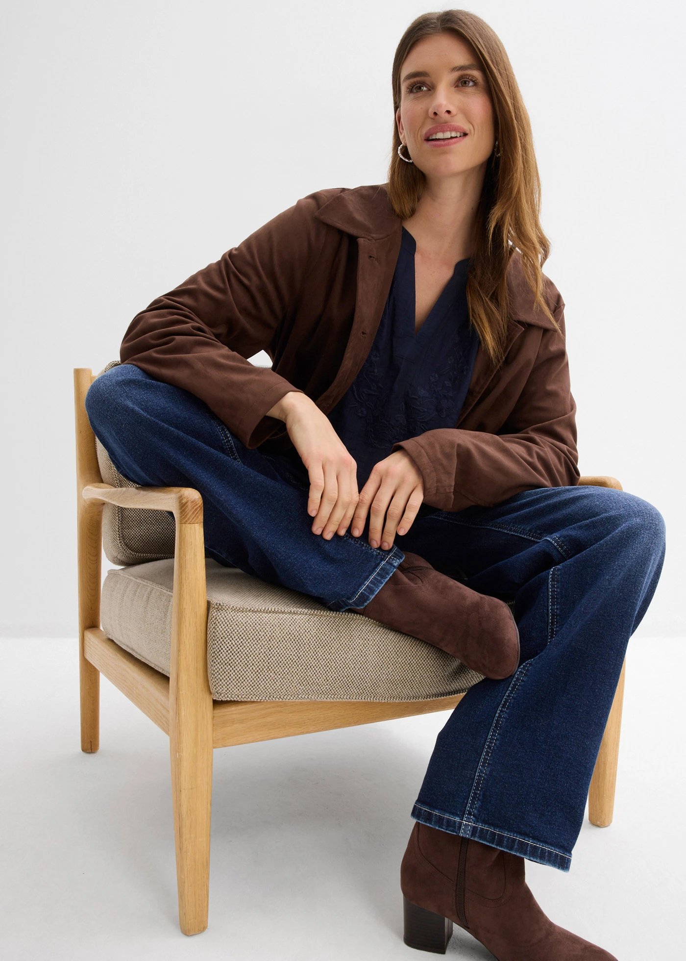 Blouse met korte mouwen van gestructureerde crinkle • donkerblauw • bonprix online shop