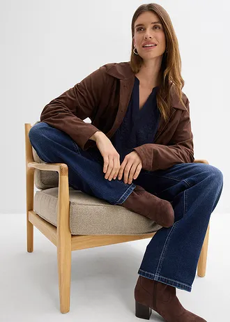 Blouse manches courtes, effet froissé • bleu foncé • Boutique bonprix