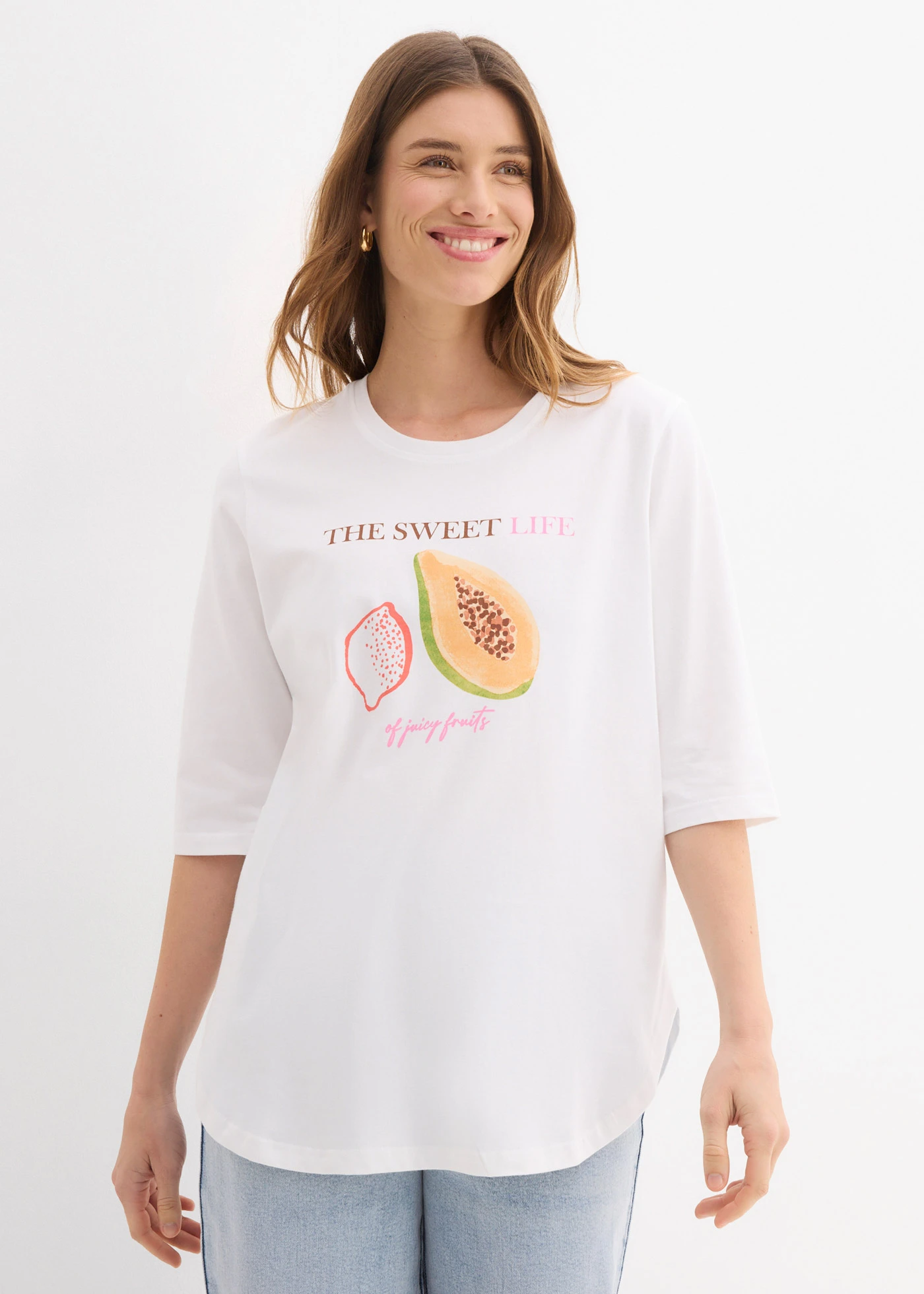 T-shirt van puur biologisch katoen • wit met print • bonprix online shop