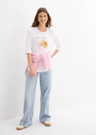 T-shirt van puur biologisch katoen, Kleur: wit met print