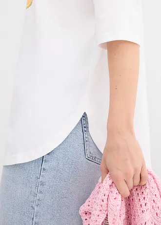 Tricou din bumbac organic 100% • alb cu imprimeu • magazin bonprix