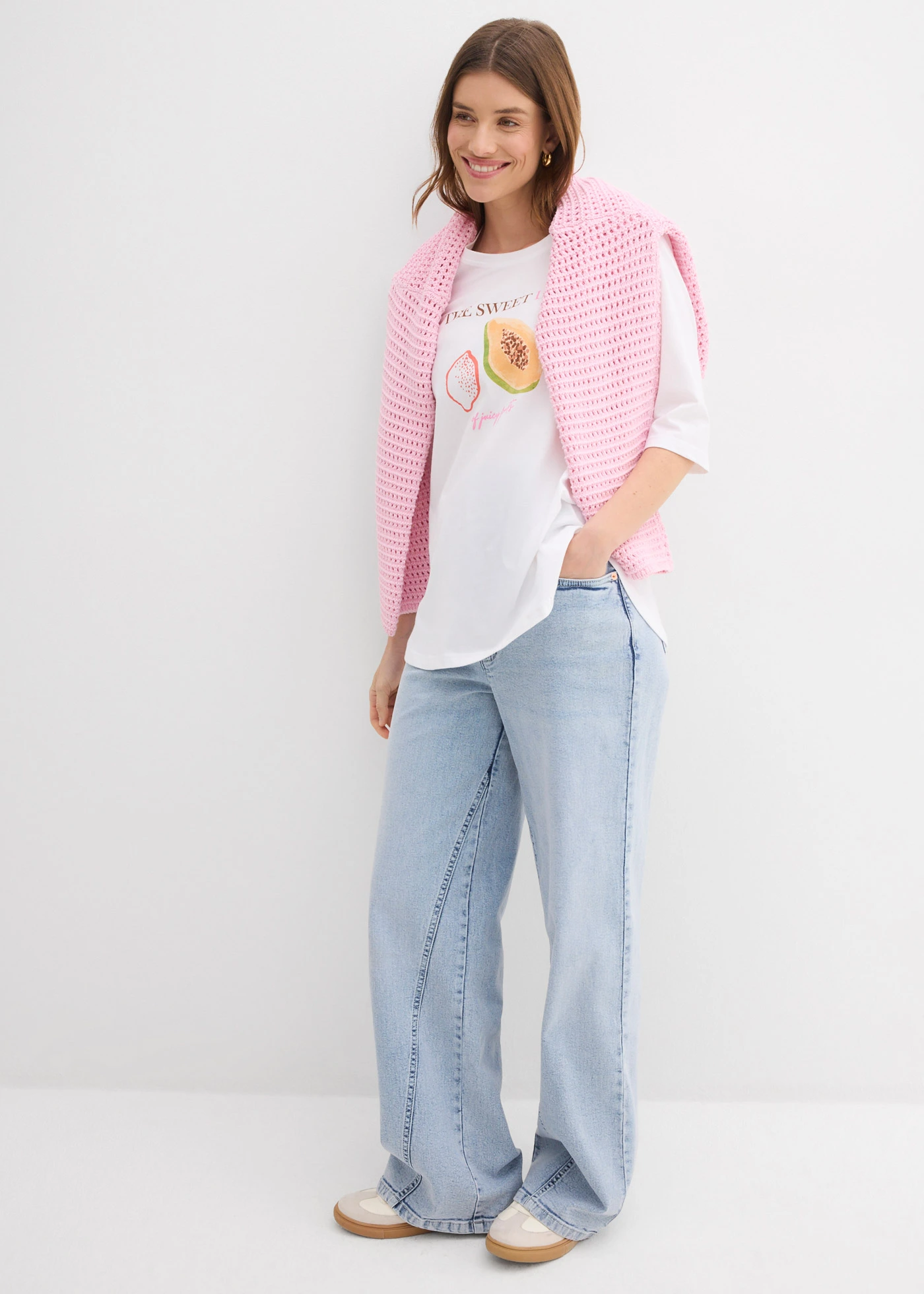 T-shirt van puur biologisch katoen • wit met print • bonprix online shop